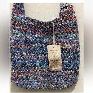 Johnny Was Mini Nahal Crochet Bag Blue Sherbert Yarn Boho Chic NWT